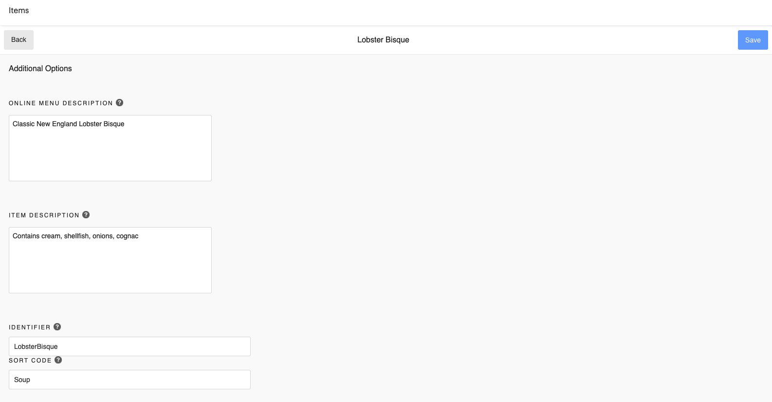 Add or Edit a Menu Item Support Center