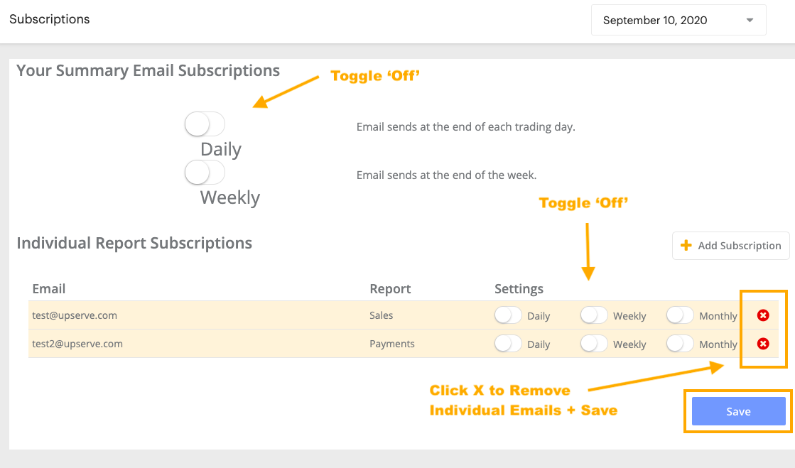 Upserve POS Report Email Subscriptions Support Center