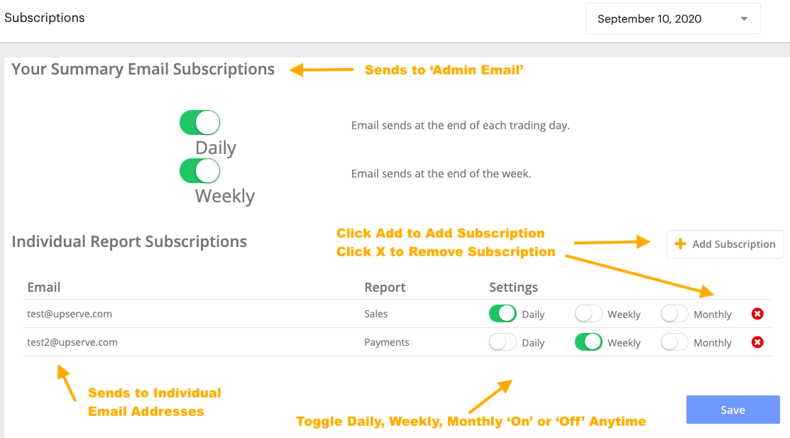 Upserve POS Report Email Subscriptions Support Center