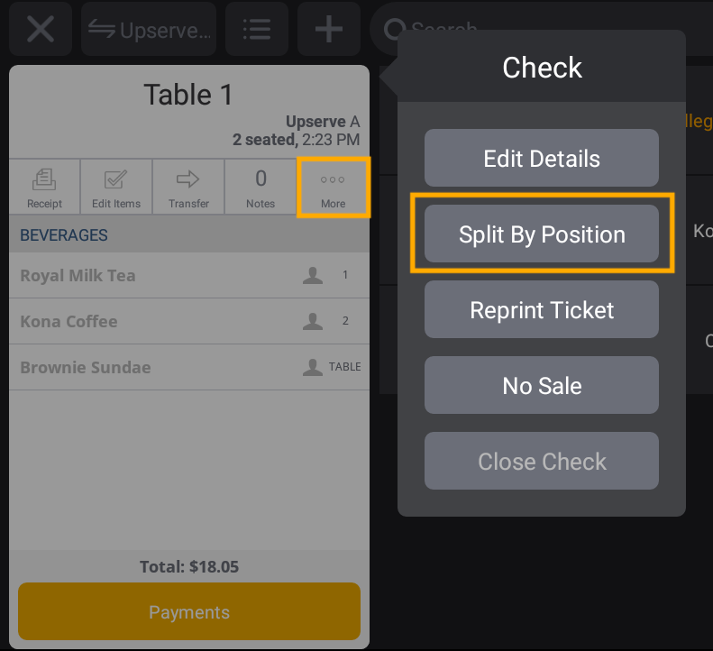 How to Split a Check by Seat Position Support Center