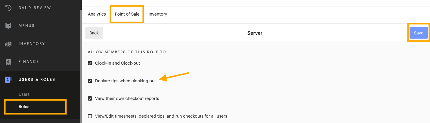 Declare Tips When Clocking Out Support Center