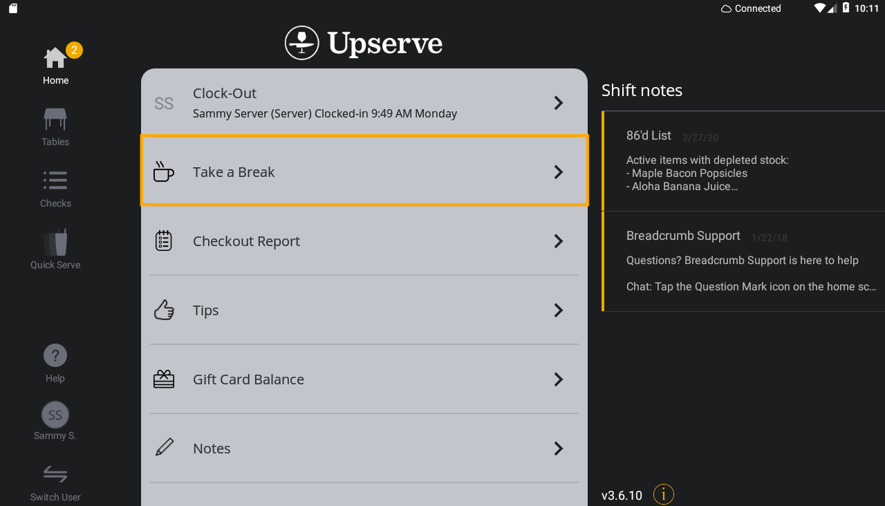 Training: Getting Started with Upserve POS for Servers Support Center