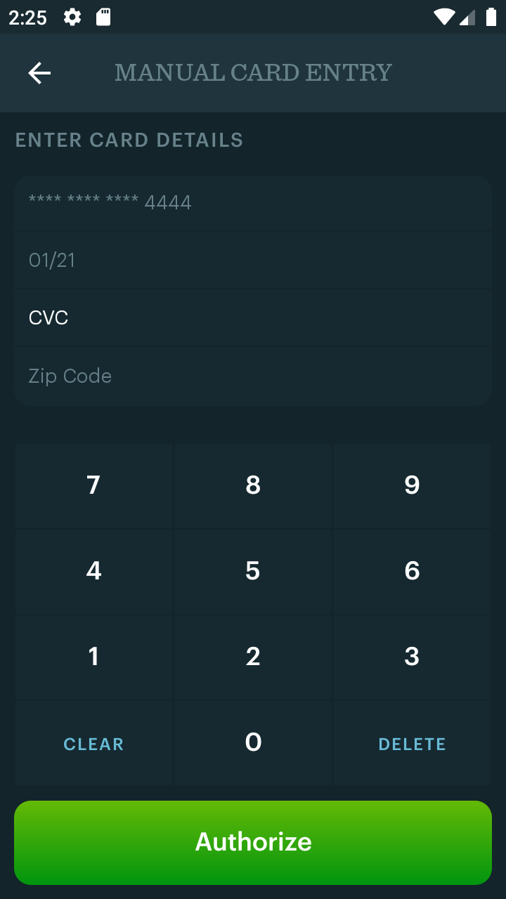 Manually Authorize a Credit Card Support Center