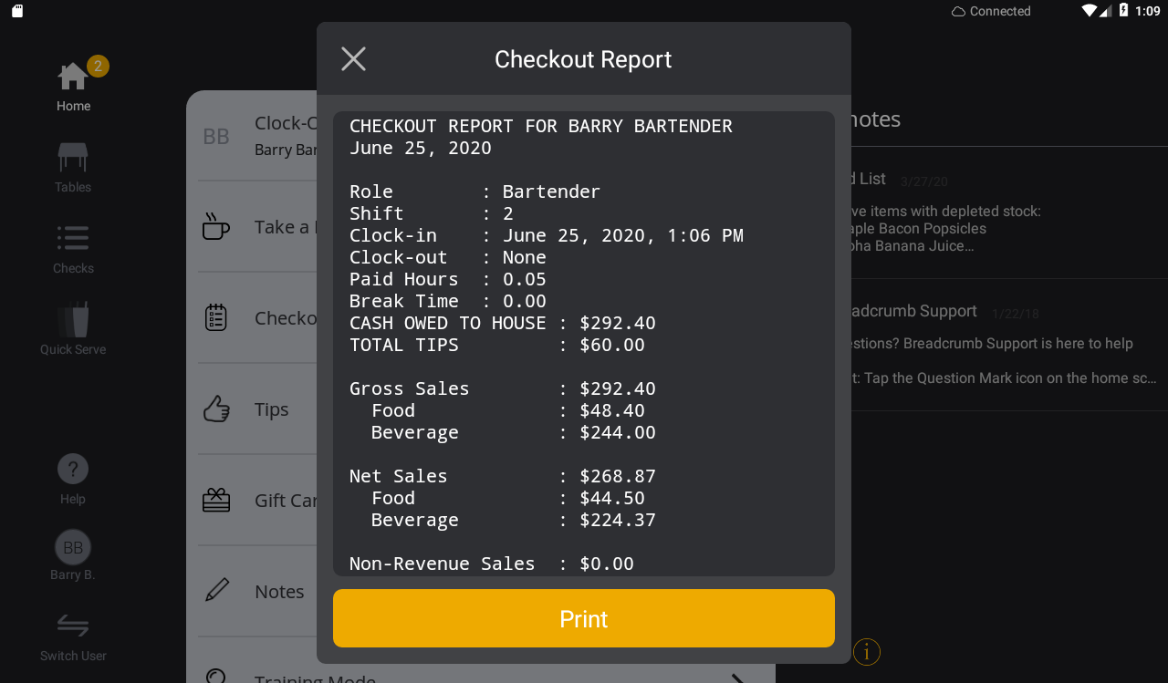 Checkout Report Overview Support Center