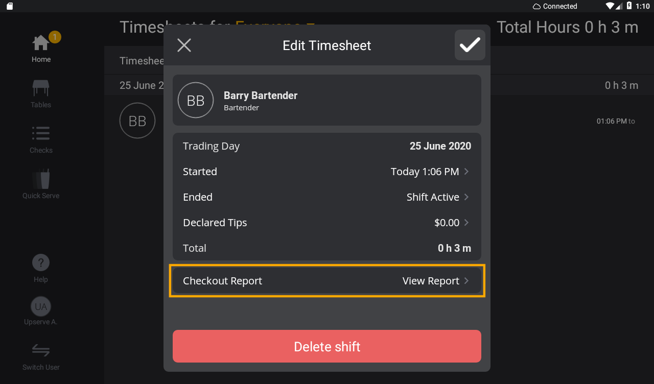 Checkout Report Overview Support Center