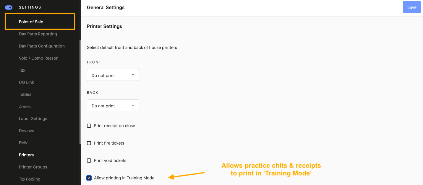 Training Mode Support Center
