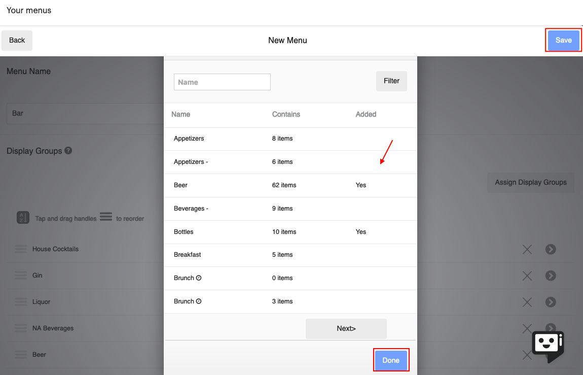 Menus Overview Support Center